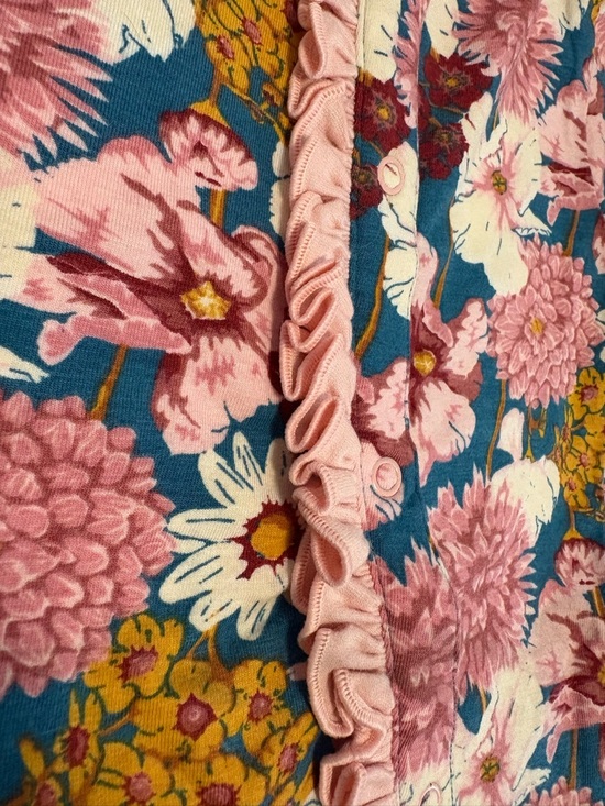 Ruffle Butts Floral Footed One-Piece with Pink Ruffle Trim - Picture 5 of 5